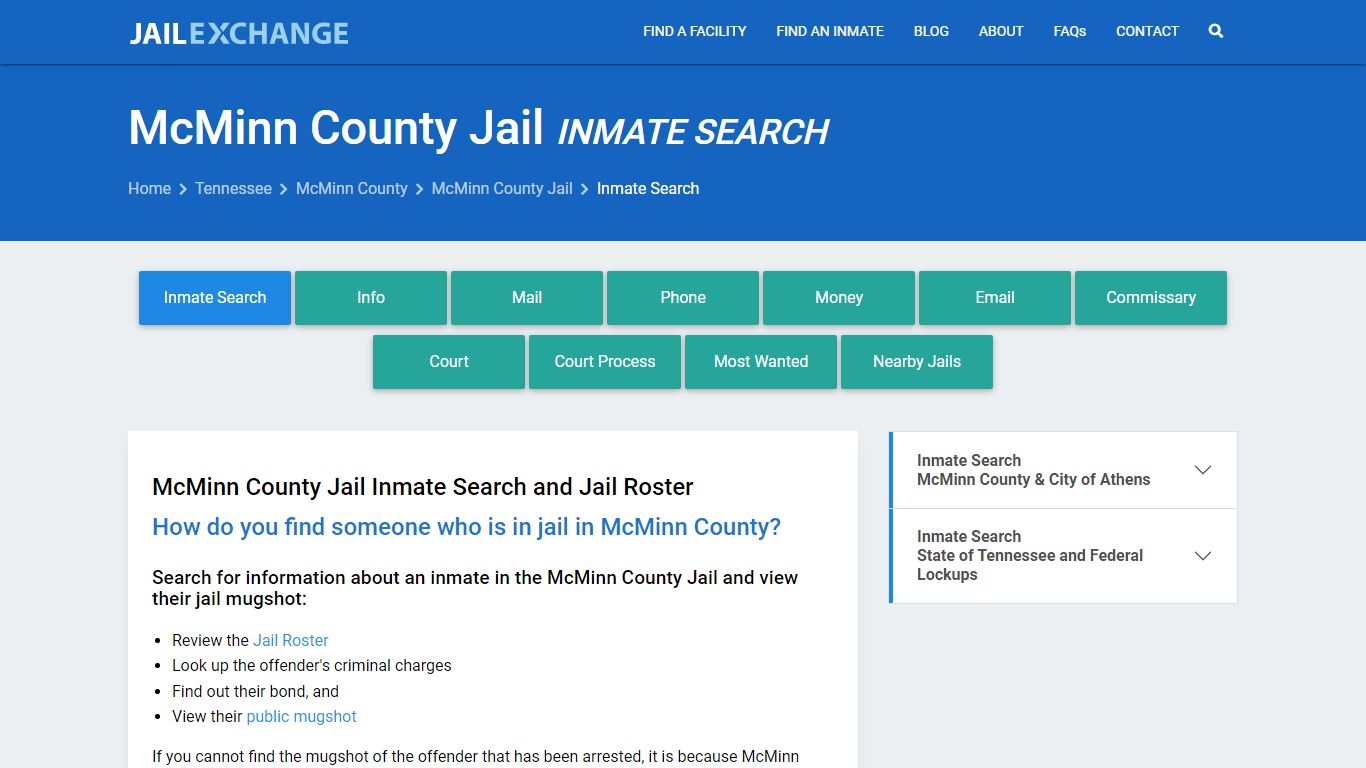 Inmate Search: Roster & Mugshots - McMinn County Jail, TN - Jail Exchange